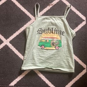 Green sublime band crop top